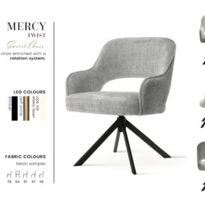 MERCY TWIST étkezőszék | forgó étkezőszék, választható szövet / fekete lábbal